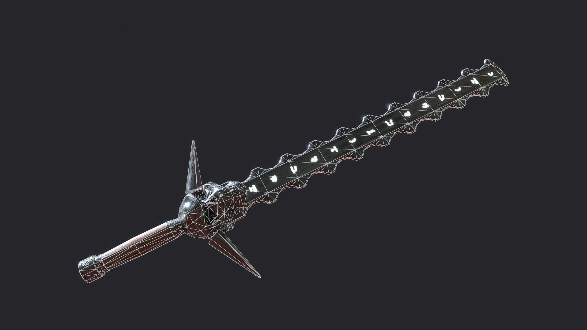Fantasy Stylish Weapon- Skull Sword Low-poly 3D model_1
