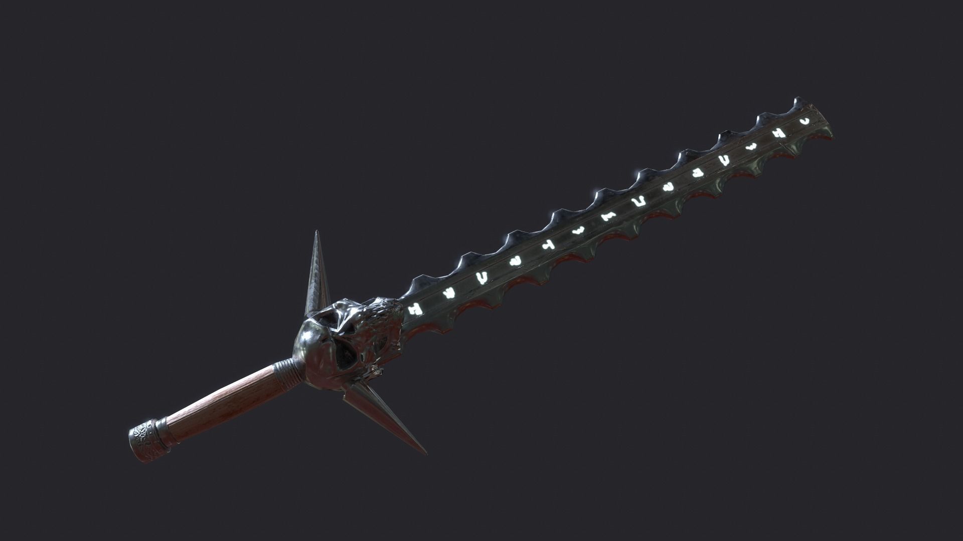 Fantasy Stylish Weapon- Skull Sword Low-poly 3D model_0