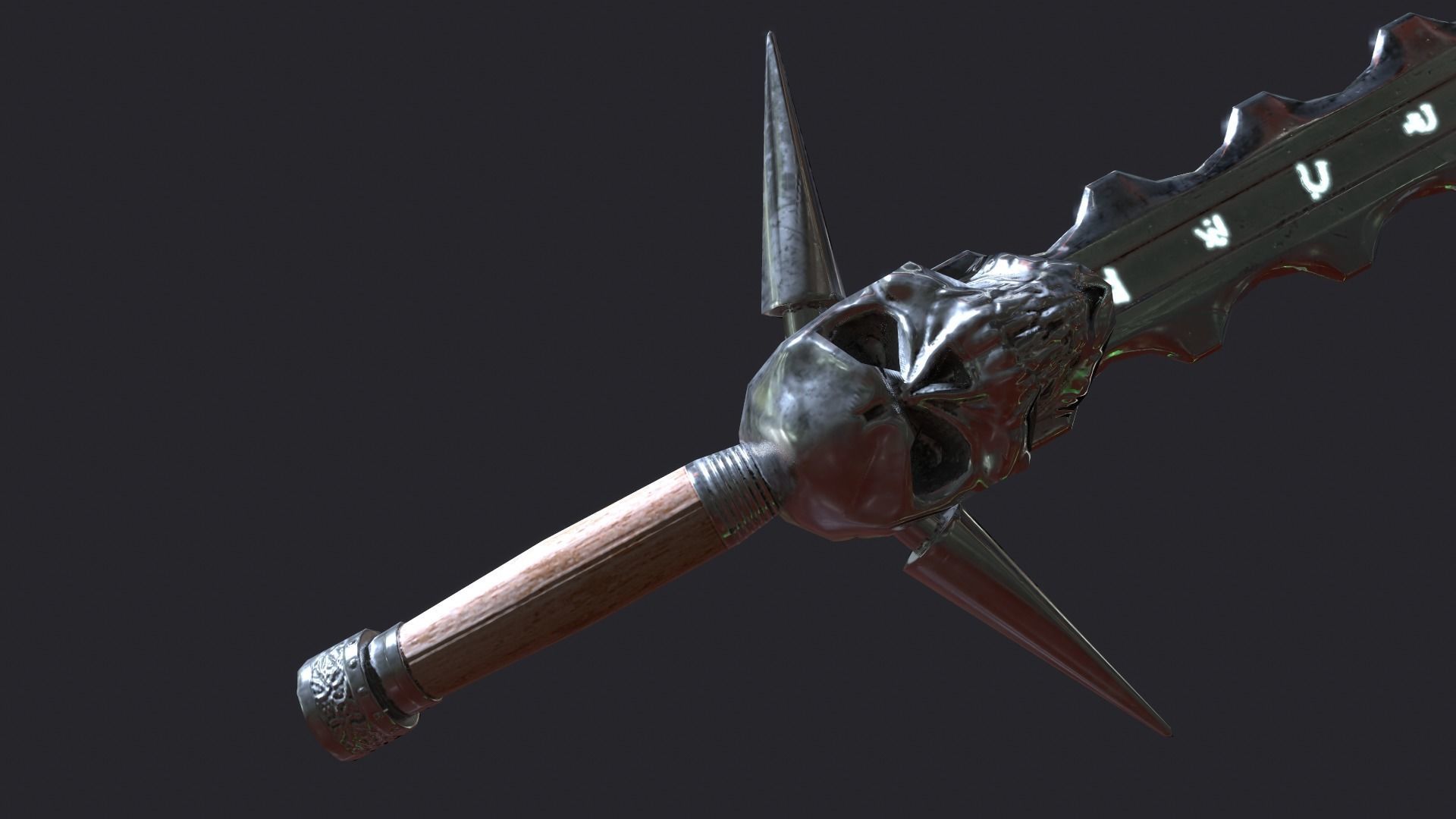 Fantasy Stylish Weapon- Skull Sword Low-poly 3D model_3