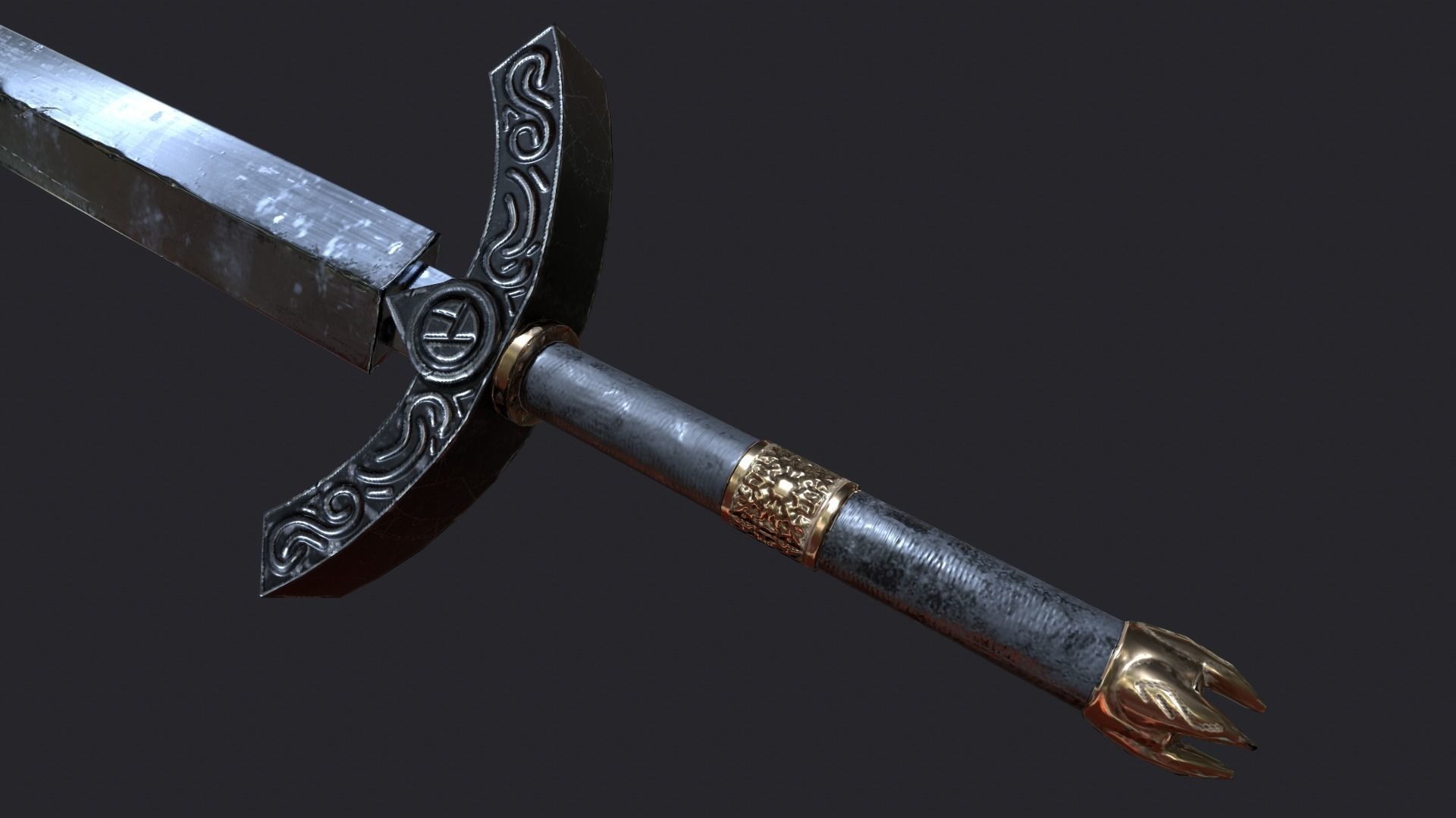 Fantasy Stylish Weapon- Dan Sword Low-poly 3D model_3