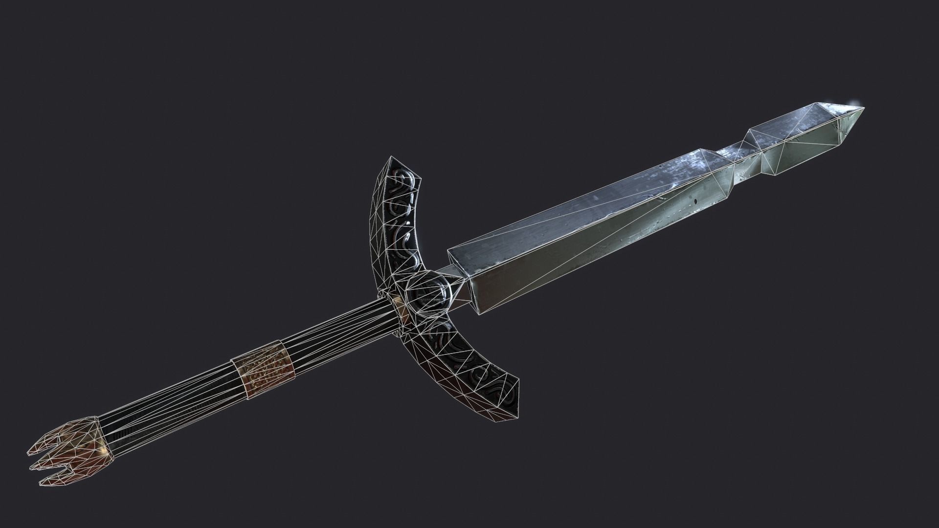 Fantasy Stylish Weapon- Dan Sword Low-poly 3D model_1