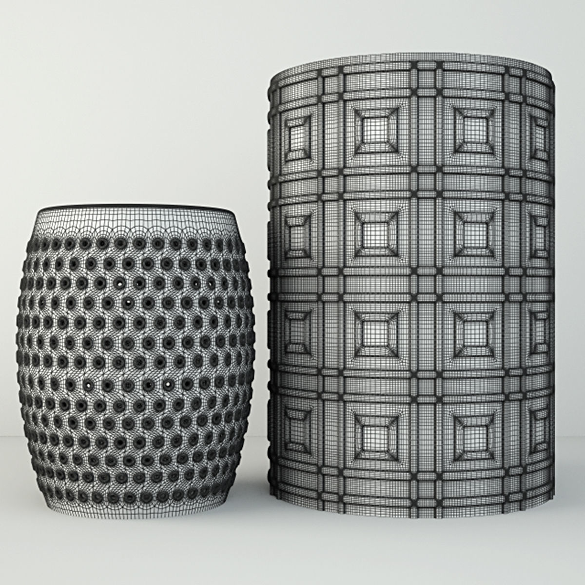 Ceramic Garden Stools 3D model_1