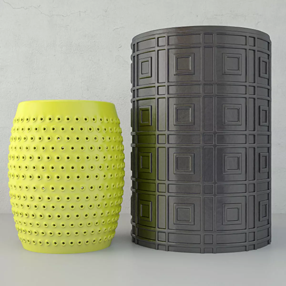 Ceramic Garden Stools 3D model_0