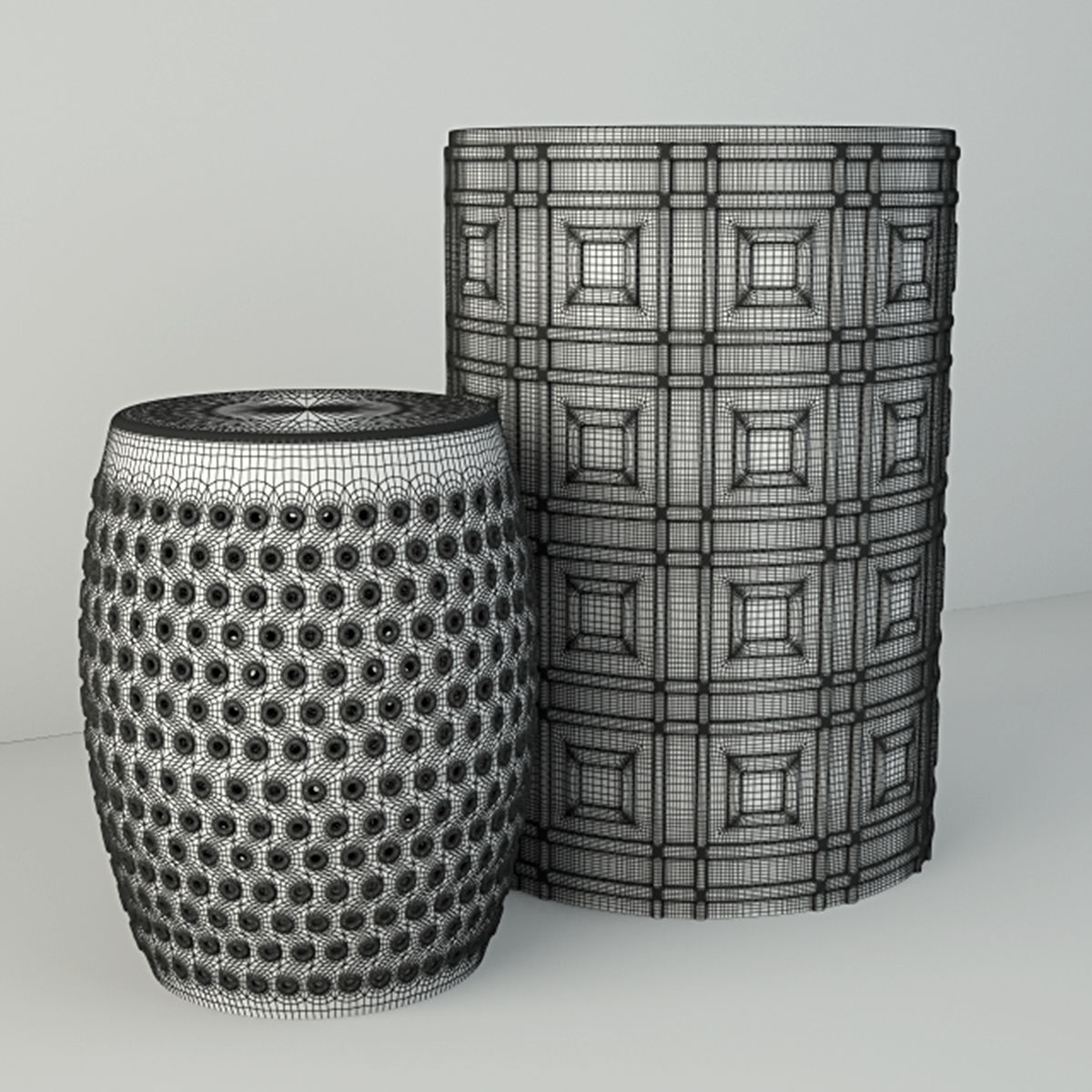 Ceramic Garden Stools 3D model_3