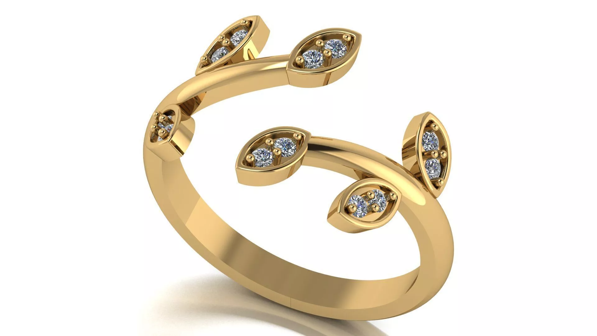 Leaf ring Multi leaves ring twig ring STL Print Model 3D print model