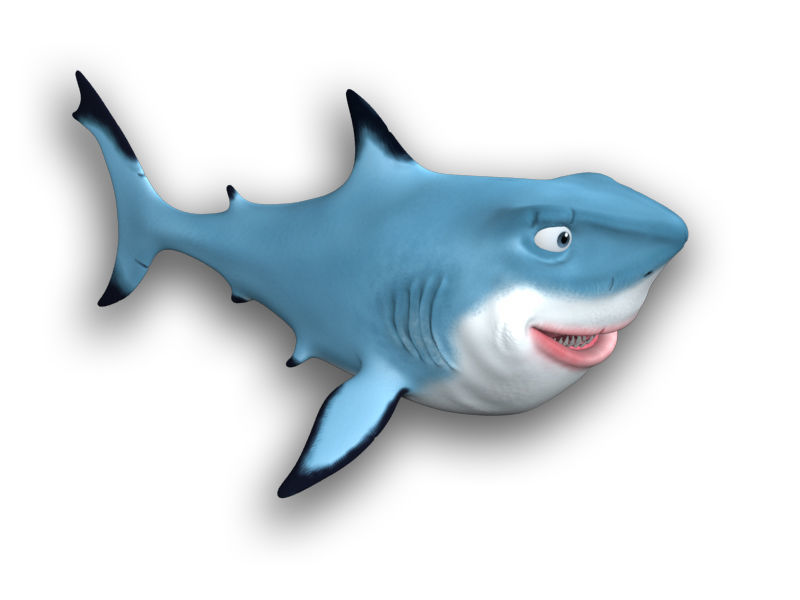 Cartoon blue shark Low-poly 3D model_1