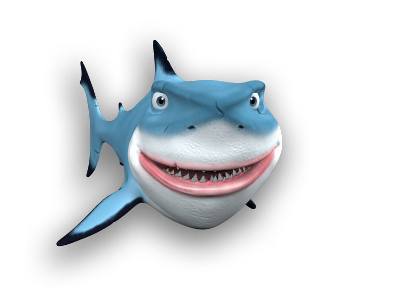Cartoon blue shark Low-poly 3D model_2