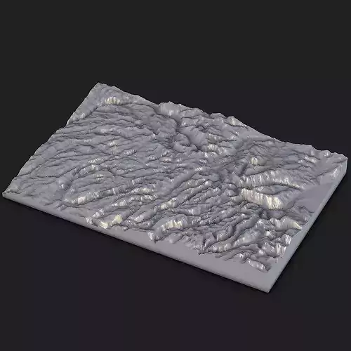 Mountain Valley Terrain Tile 3D Printable Relief STL