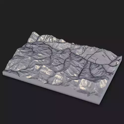Mountain Ridge Topographic Relief Map 3D Printable STL