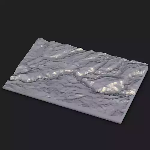 Mountain Ridge Terrain Tile 3D Printable Topographic Relief STL