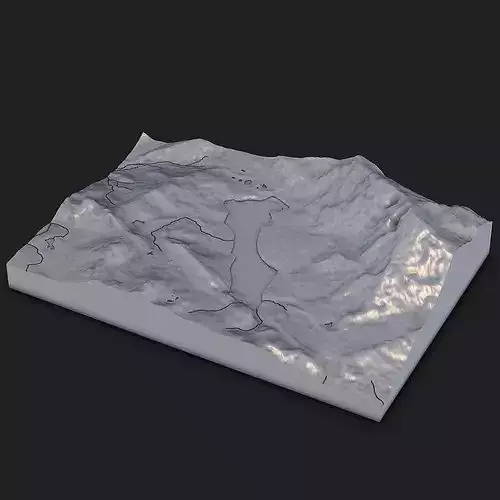 Mountain Lake Valley Terrain Tile 3D Printable STL