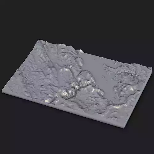 Mountain Lake Terrain Tile Topographic Diorama Relief STL