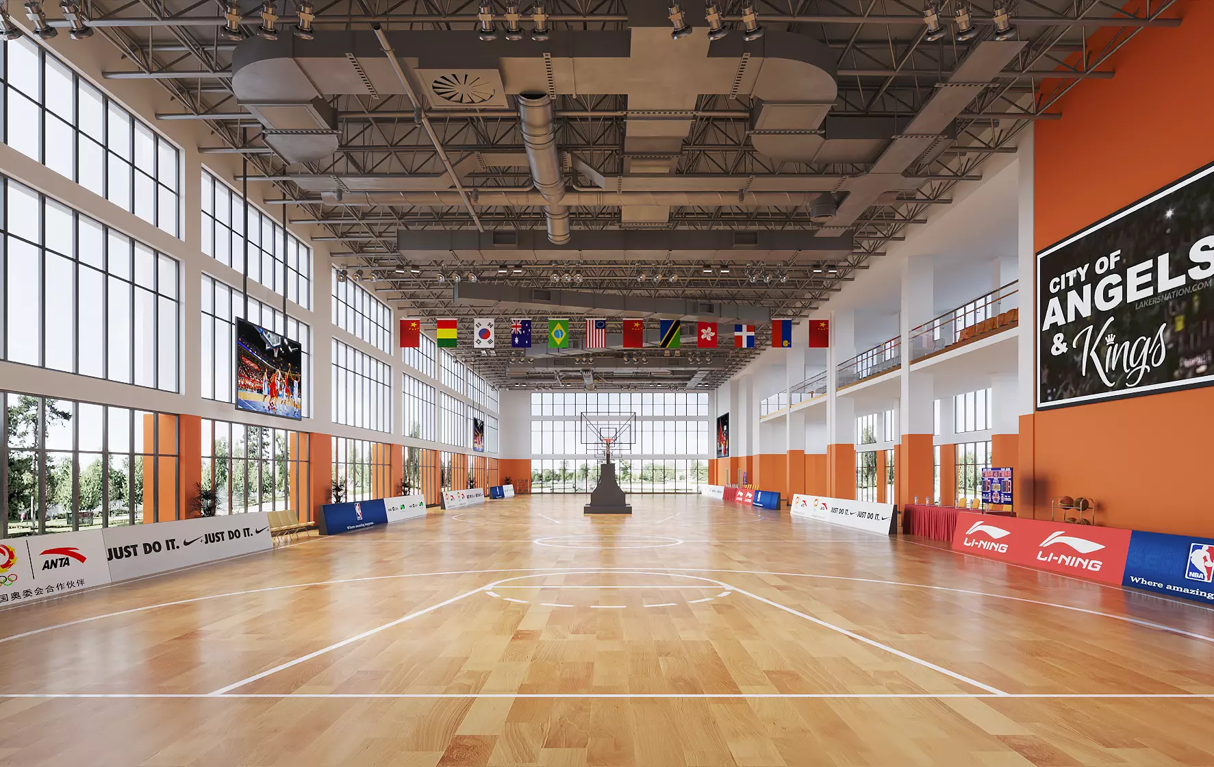 Large standard professional indoor basketball arena sports 3D model