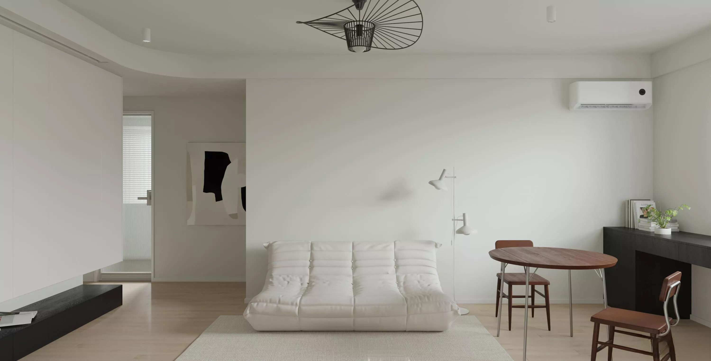 Modern minimalist compact studio apartment interior 3D model