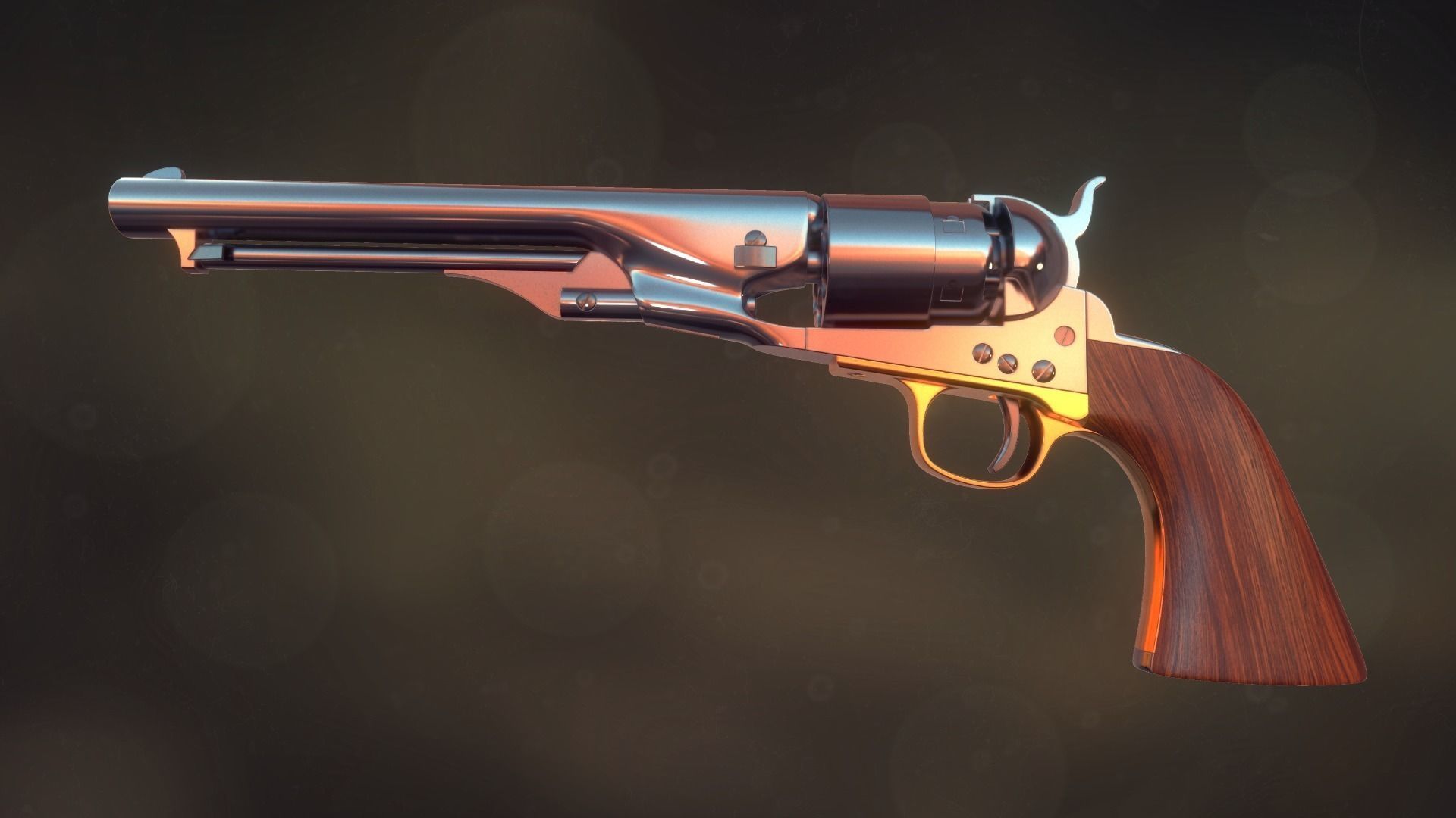 Colt Army 1860 revolver 3D model_2