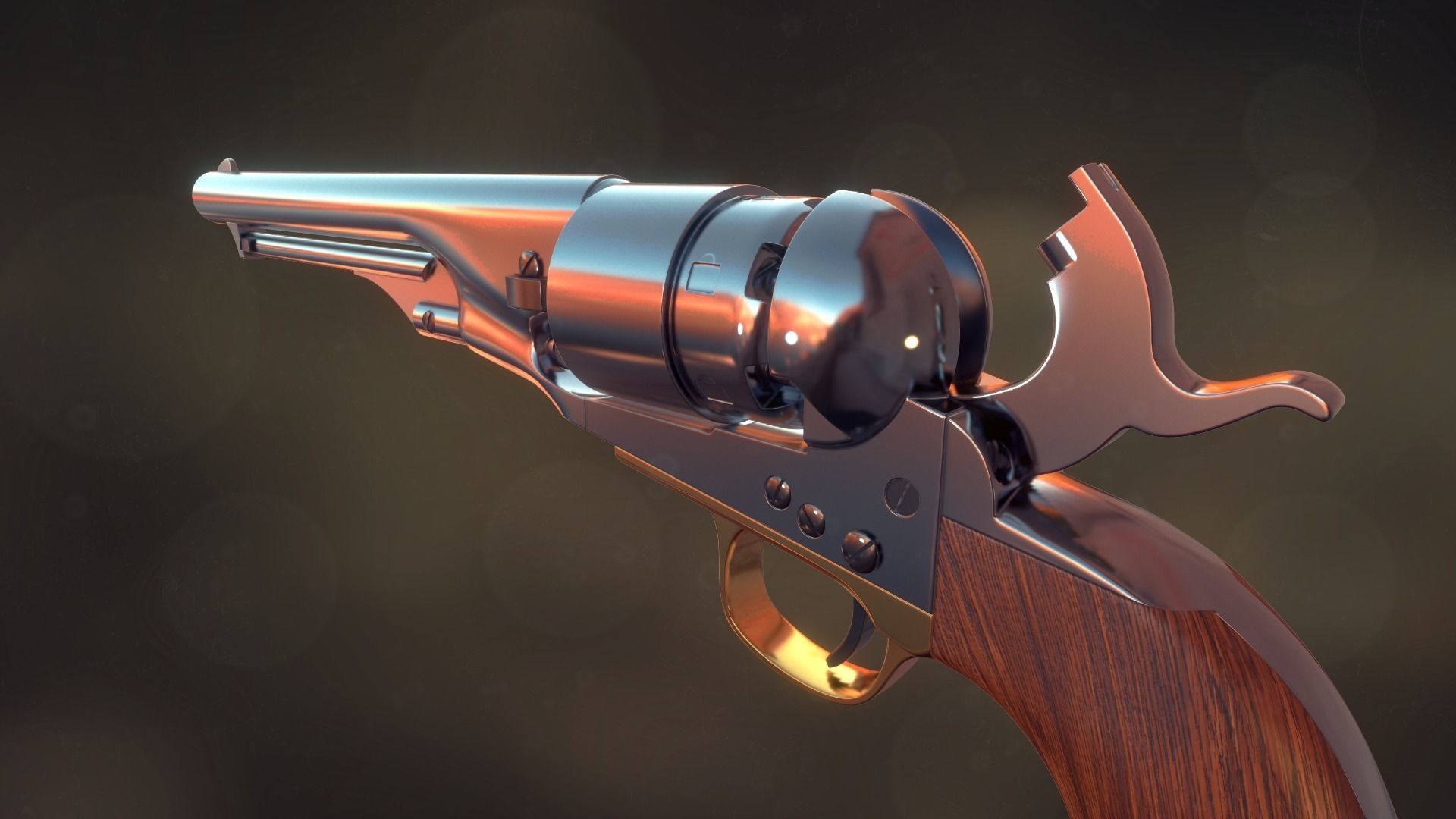 Colt Army 1860 revolver 3D model_6