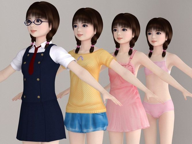  T pose nonrigged model of Yume with various outfit  3D model