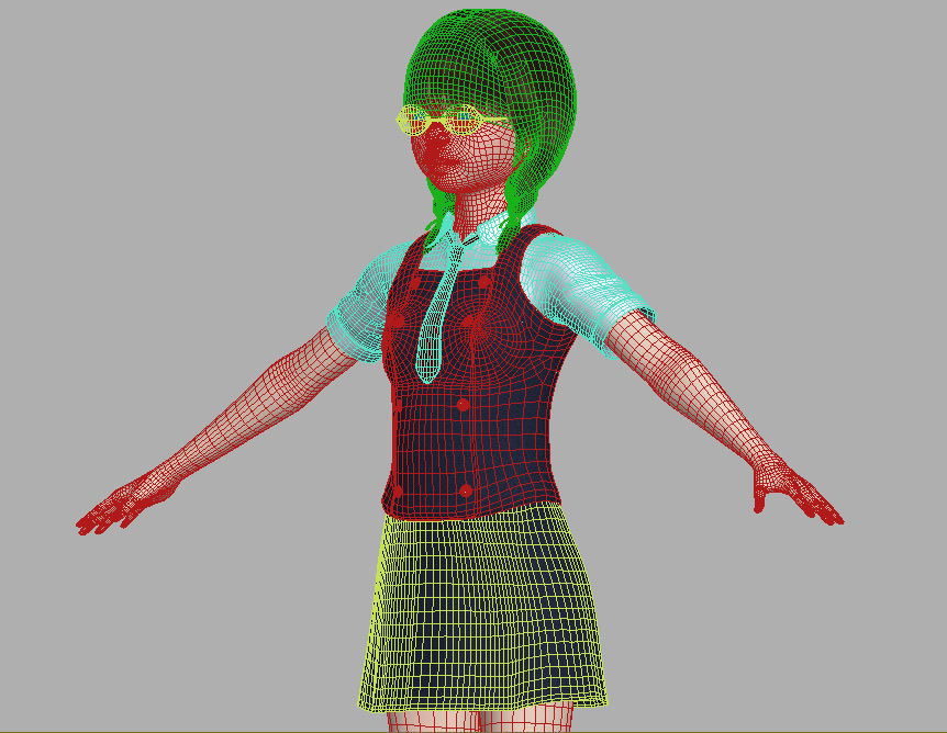 T pose rigged model of Yume with various outfit 3D model_9