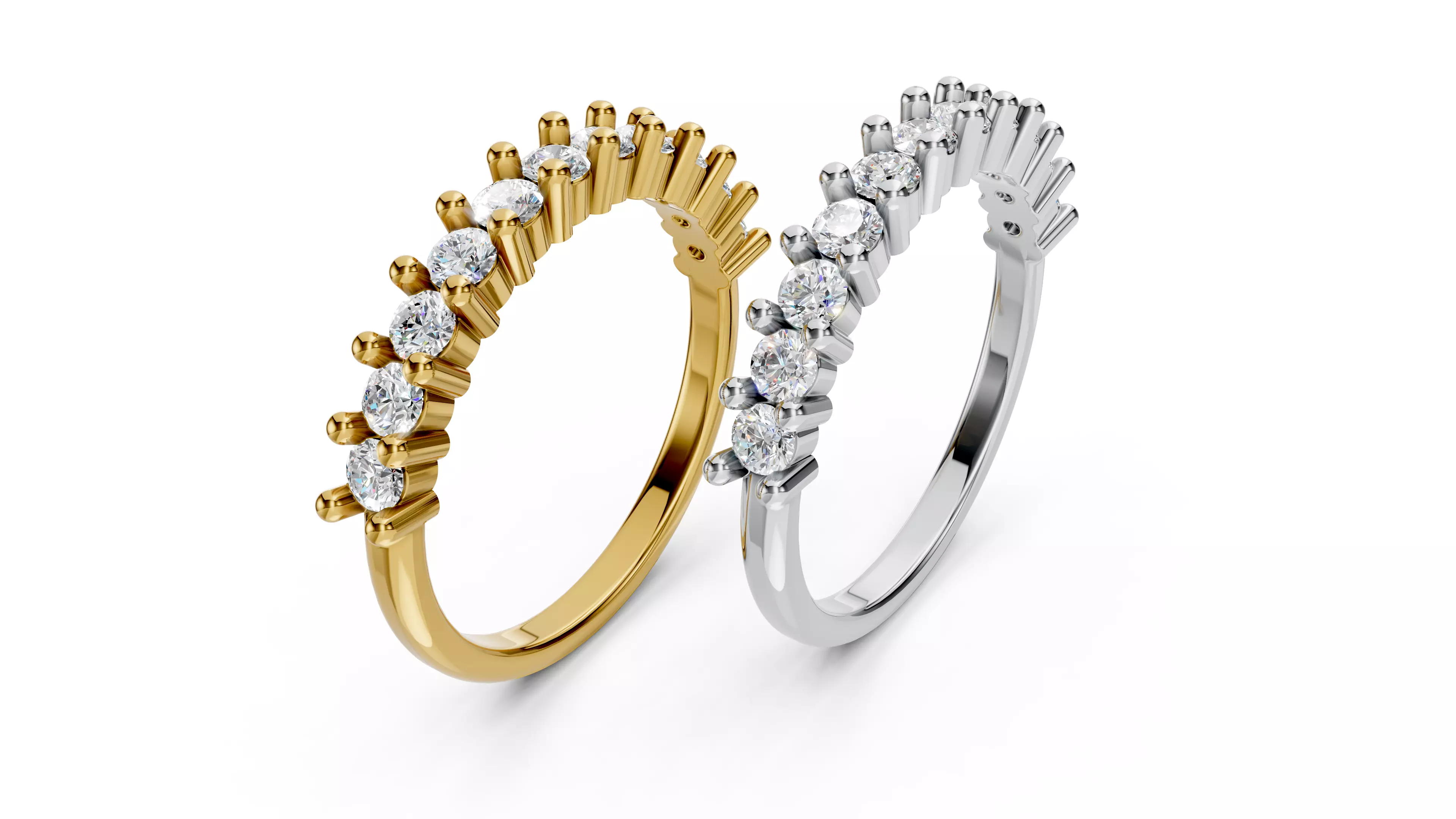9 stones Band Ring Free 3D print model
