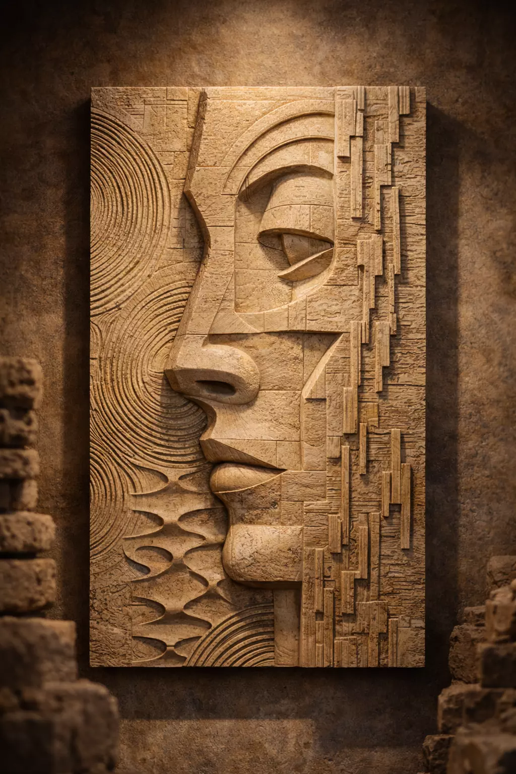 Abstract Geometric Face Wall Panel 3D print model