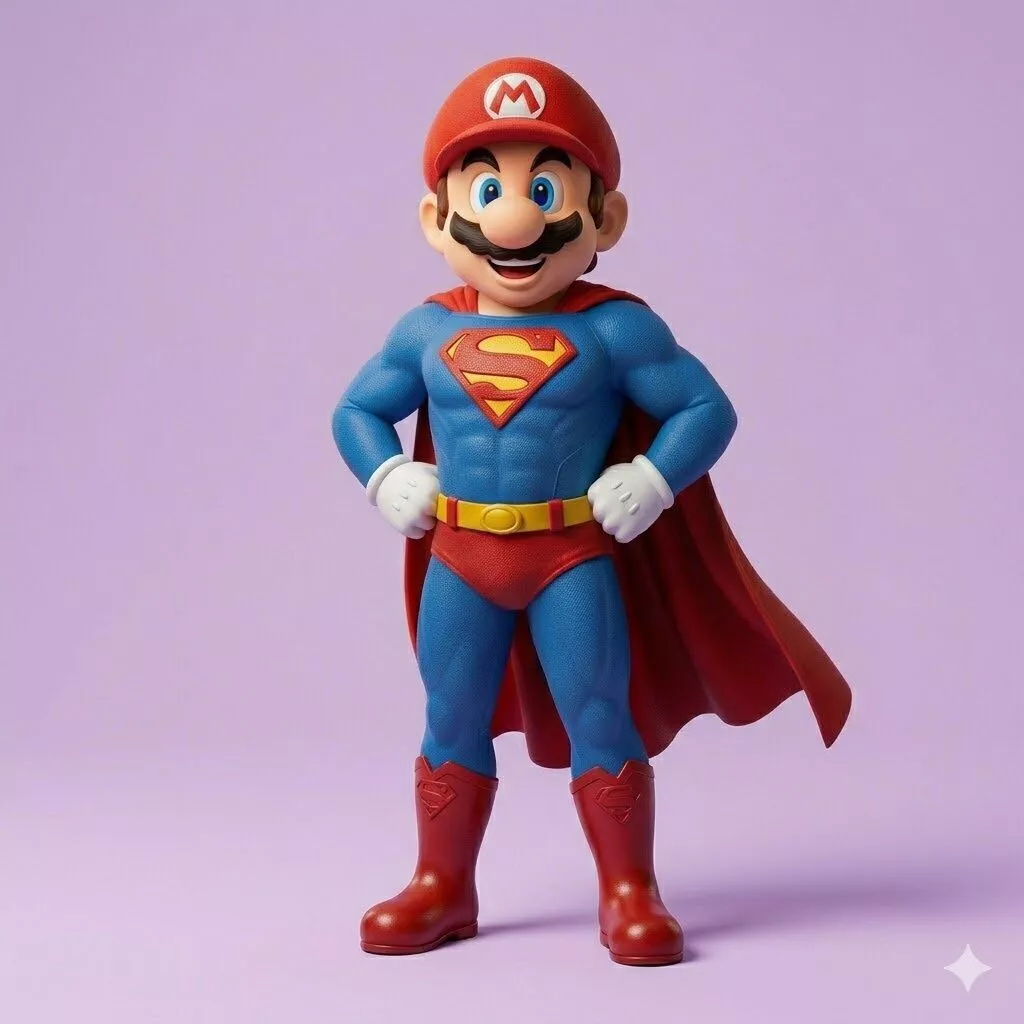 Super Mario Superhero Crossover Figure STL File 3D print model