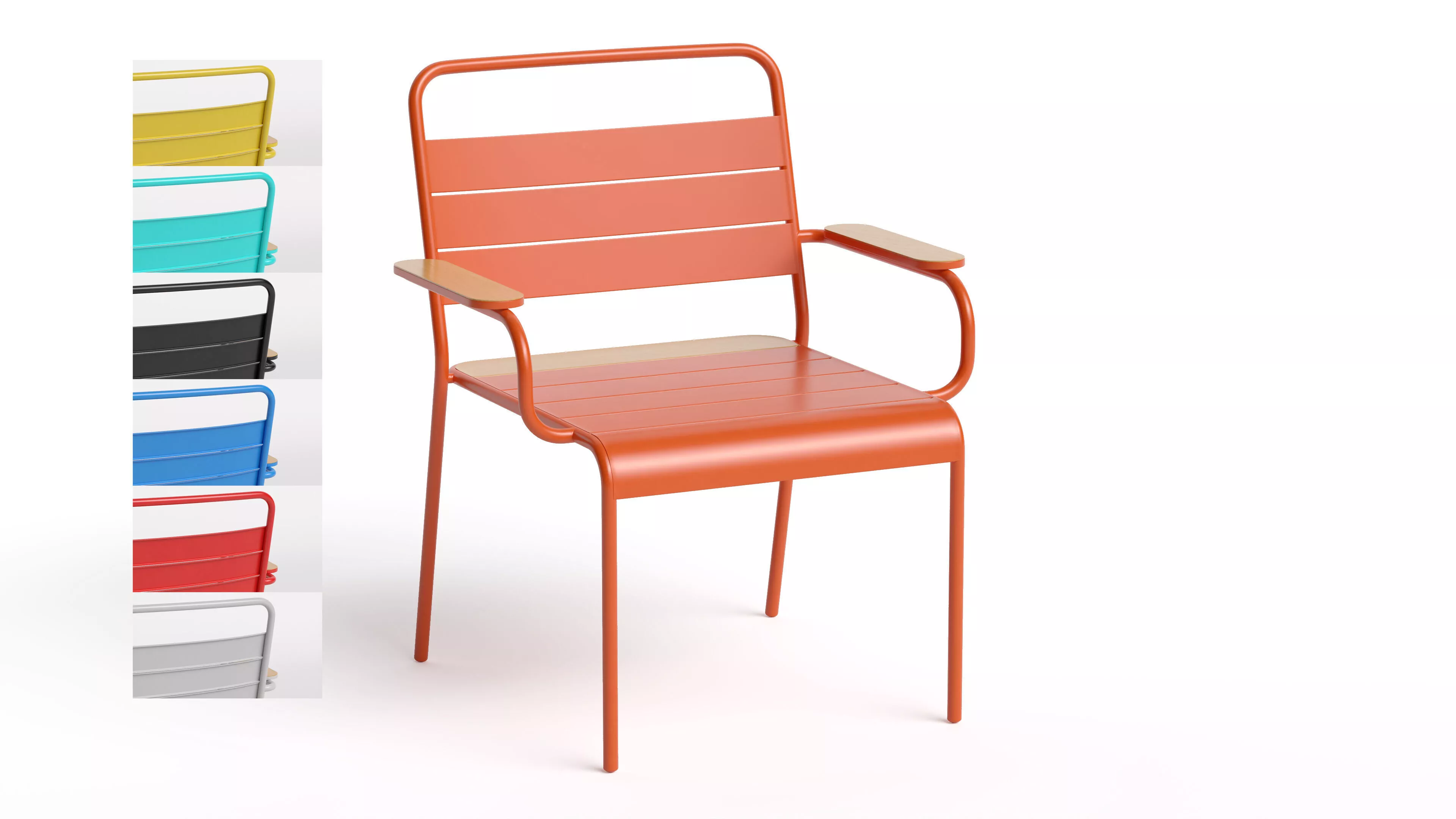Outdoor Steel Chair - 7 Colors 3D model
