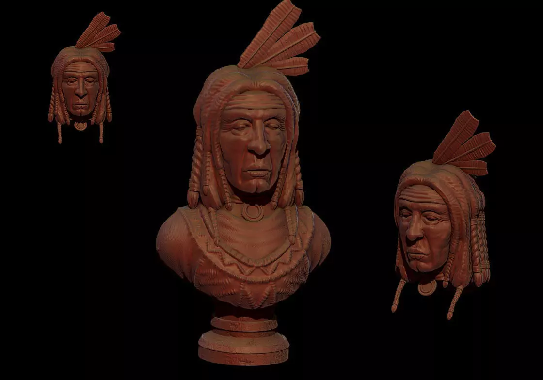 LAKOTA indian bust 3D print model
