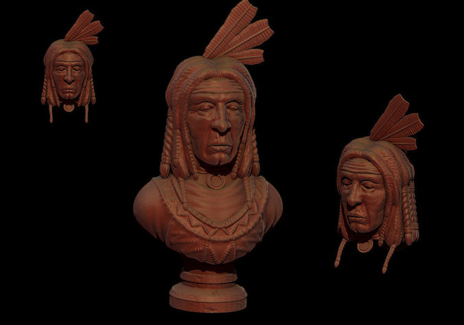 LAKOTA indian bust 3D print model