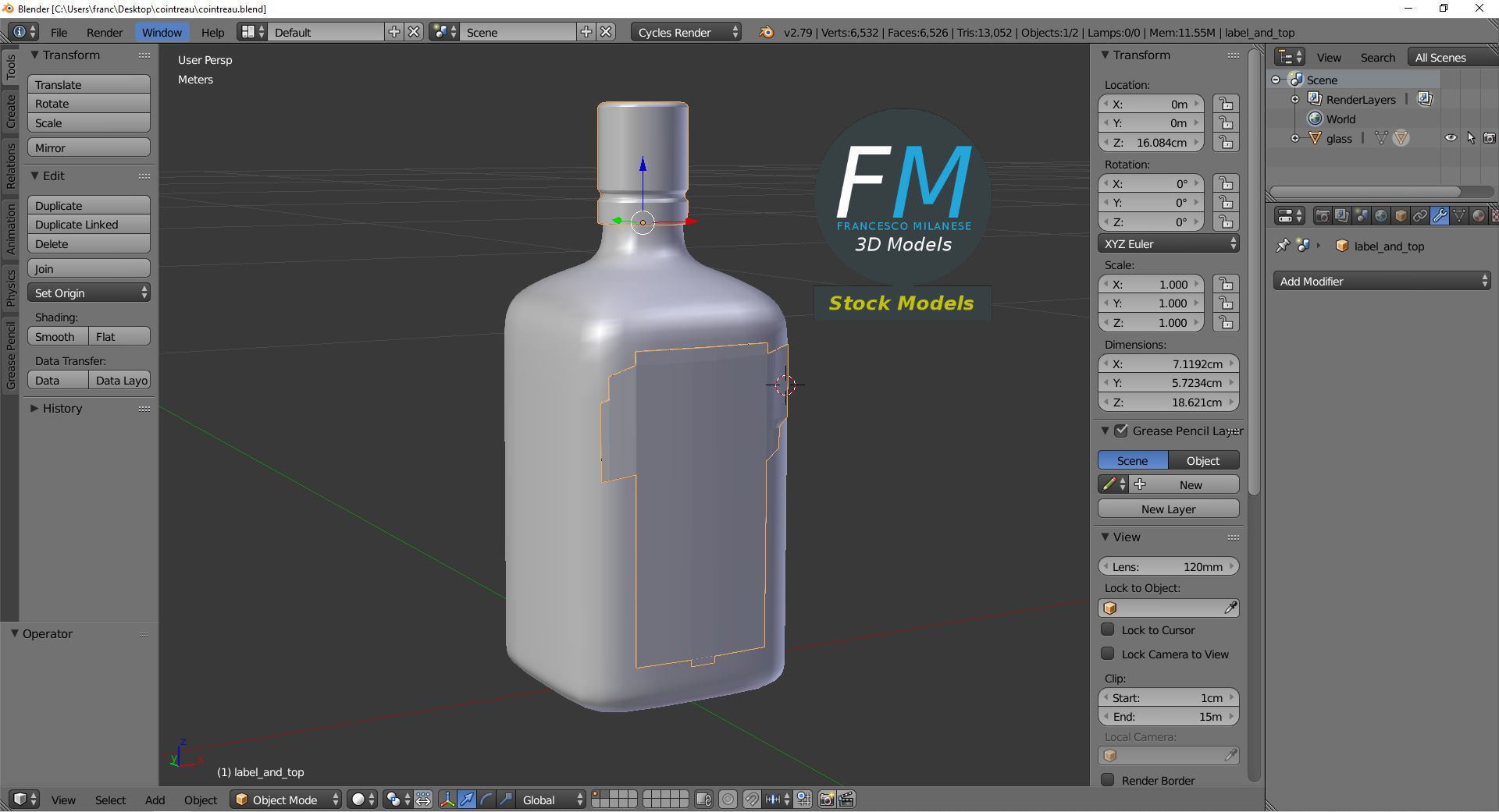Cointreau bottle with label 3D model_9
