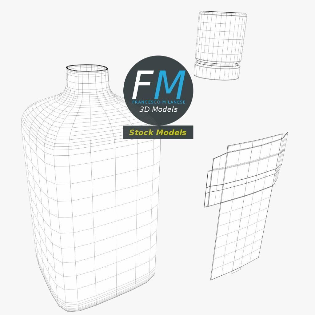 Cointreau bottle with label 3D model_8
