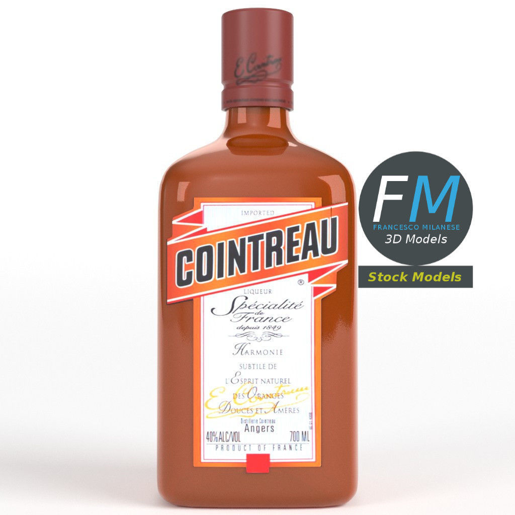 Cointreau bottle with label 3D model_3