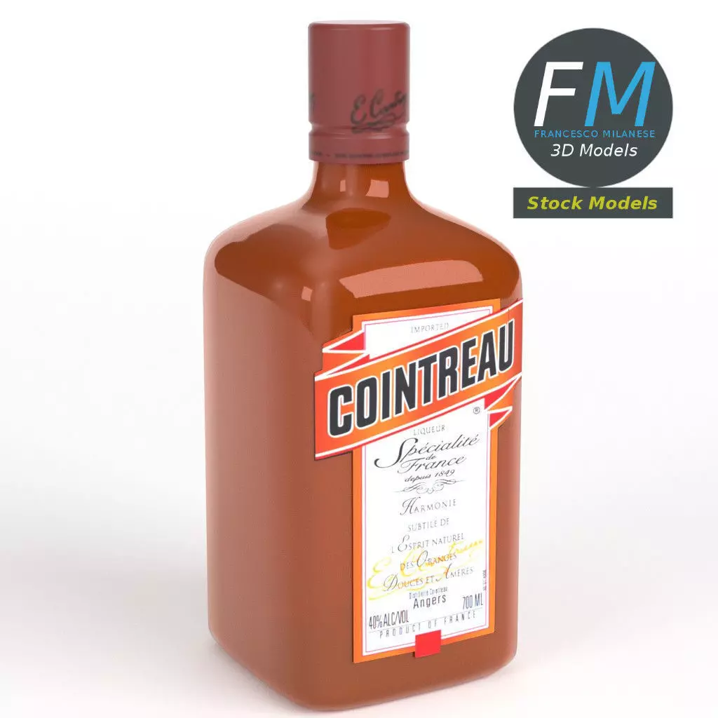 Cointreau bottle with label 3D model_0