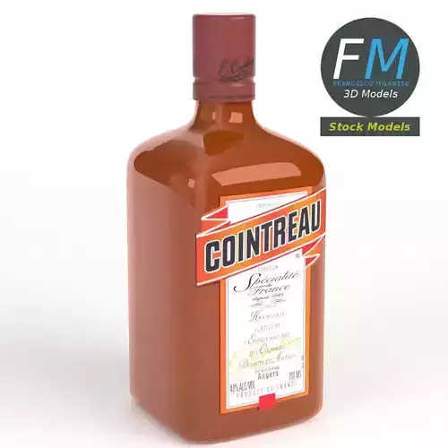 Cointreau bottle with label 3D model