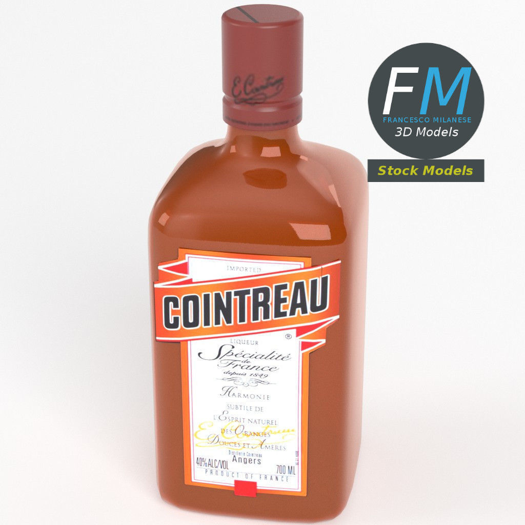 Cointreau bottle with label 3D model_2