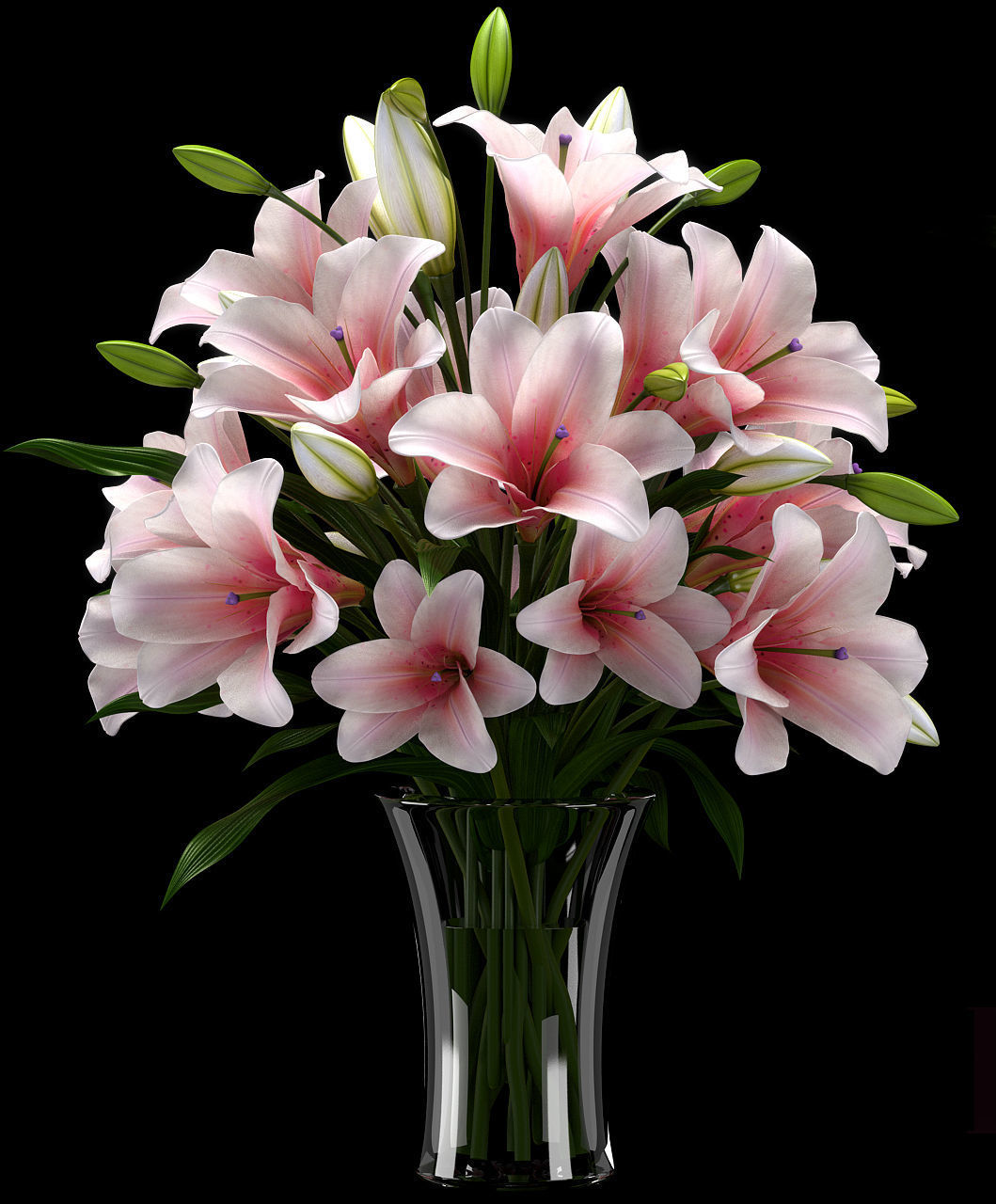 LILY 2 lilies in vase 3D model_2