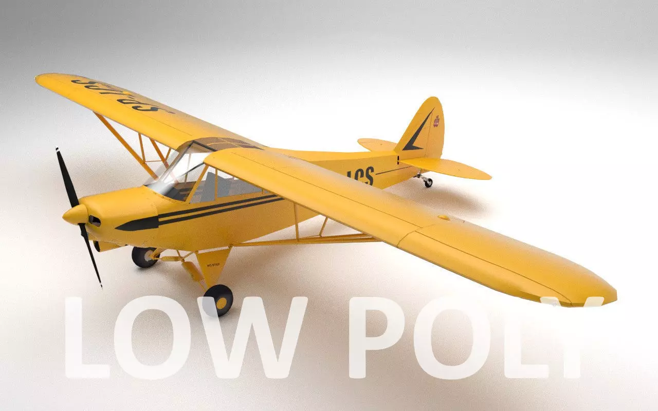 Piper PA-18 Supercub Low Poly Low-poly 3D model_0