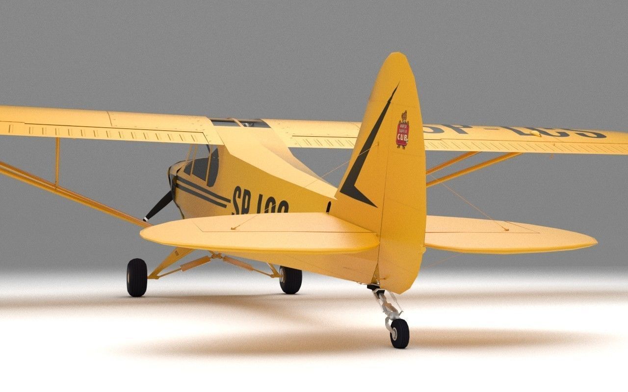 Piper PA-18 Supercub Low Poly Low-poly 3D model_3