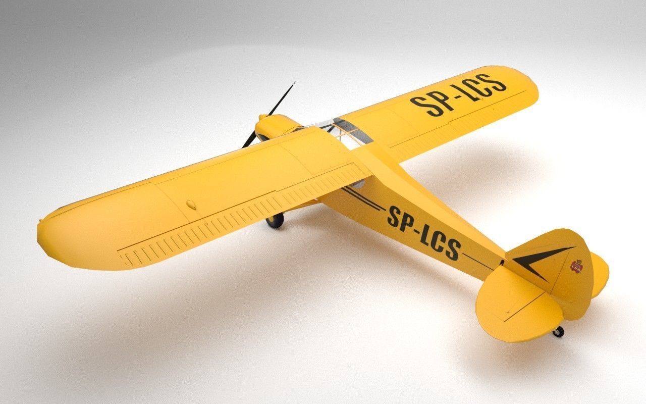 Piper PA-18 Supercub Low Poly Low-poly 3D model_2