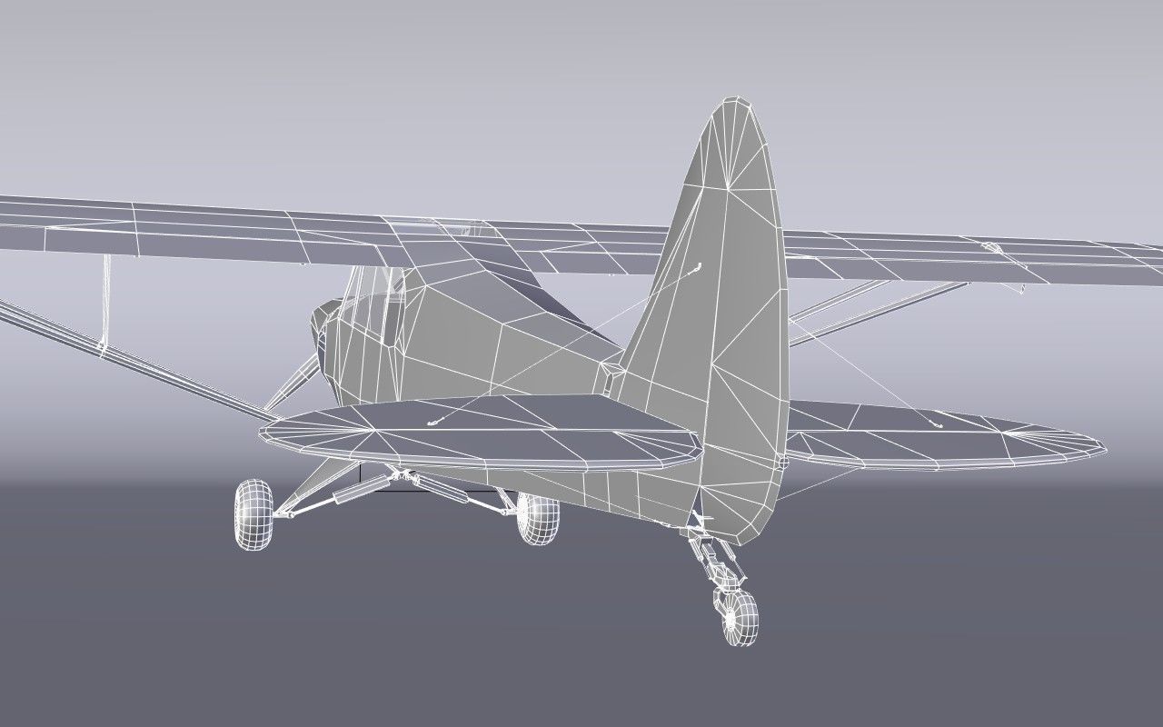 Piper PA-18 Supercub Low Poly Low-poly 3D model_7