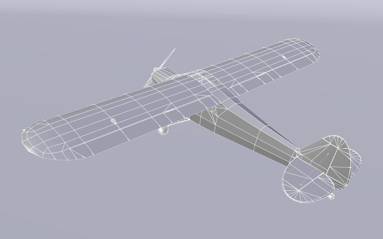 Piper PA-18 Supercub Low Poly Low-poly 3D model_6