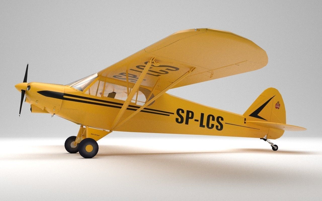 Piper PA-18 Supercub Low Poly Low-poly 3D model_1