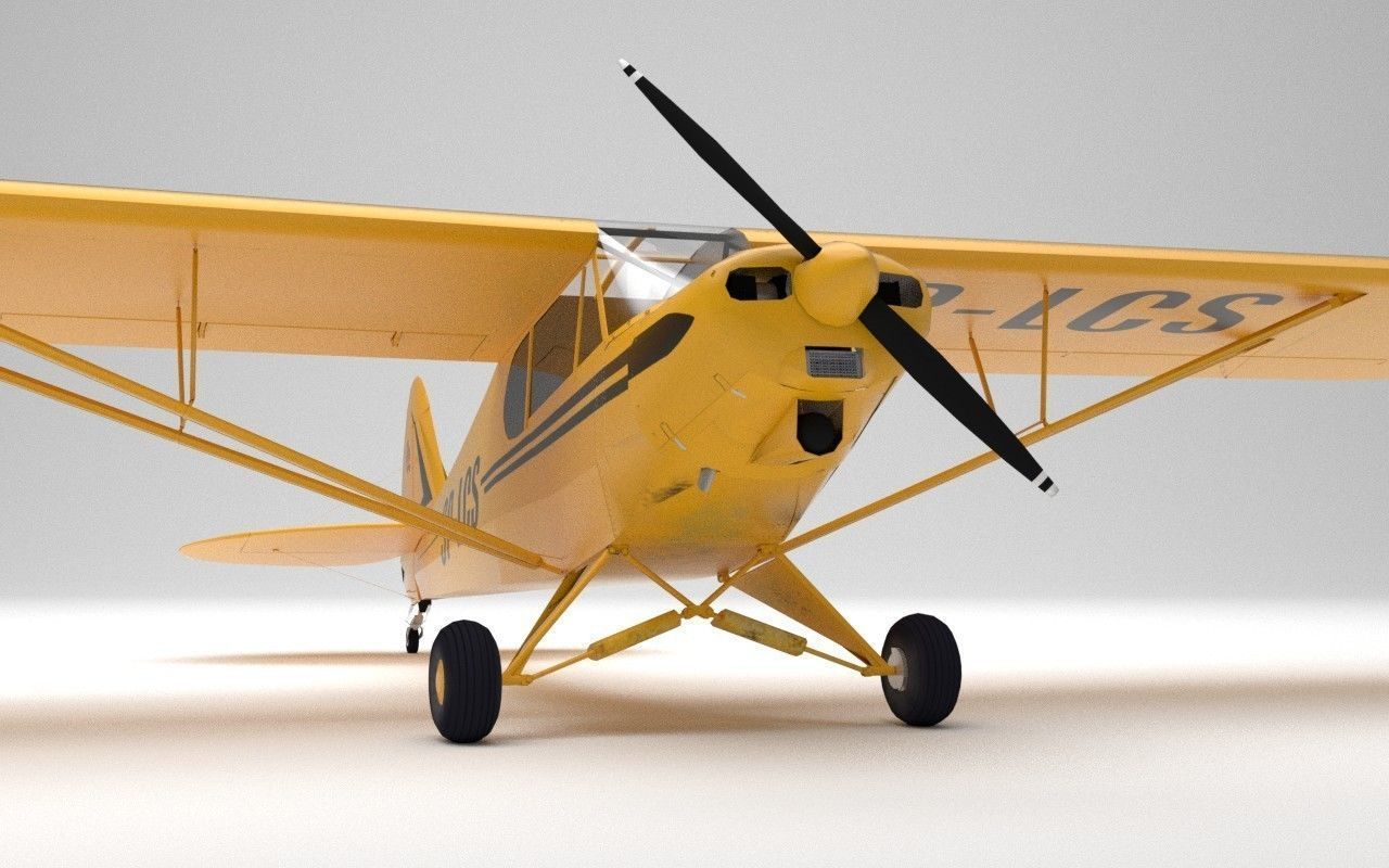 Piper PA-18 Supercub Low Poly Low-poly 3D model_4