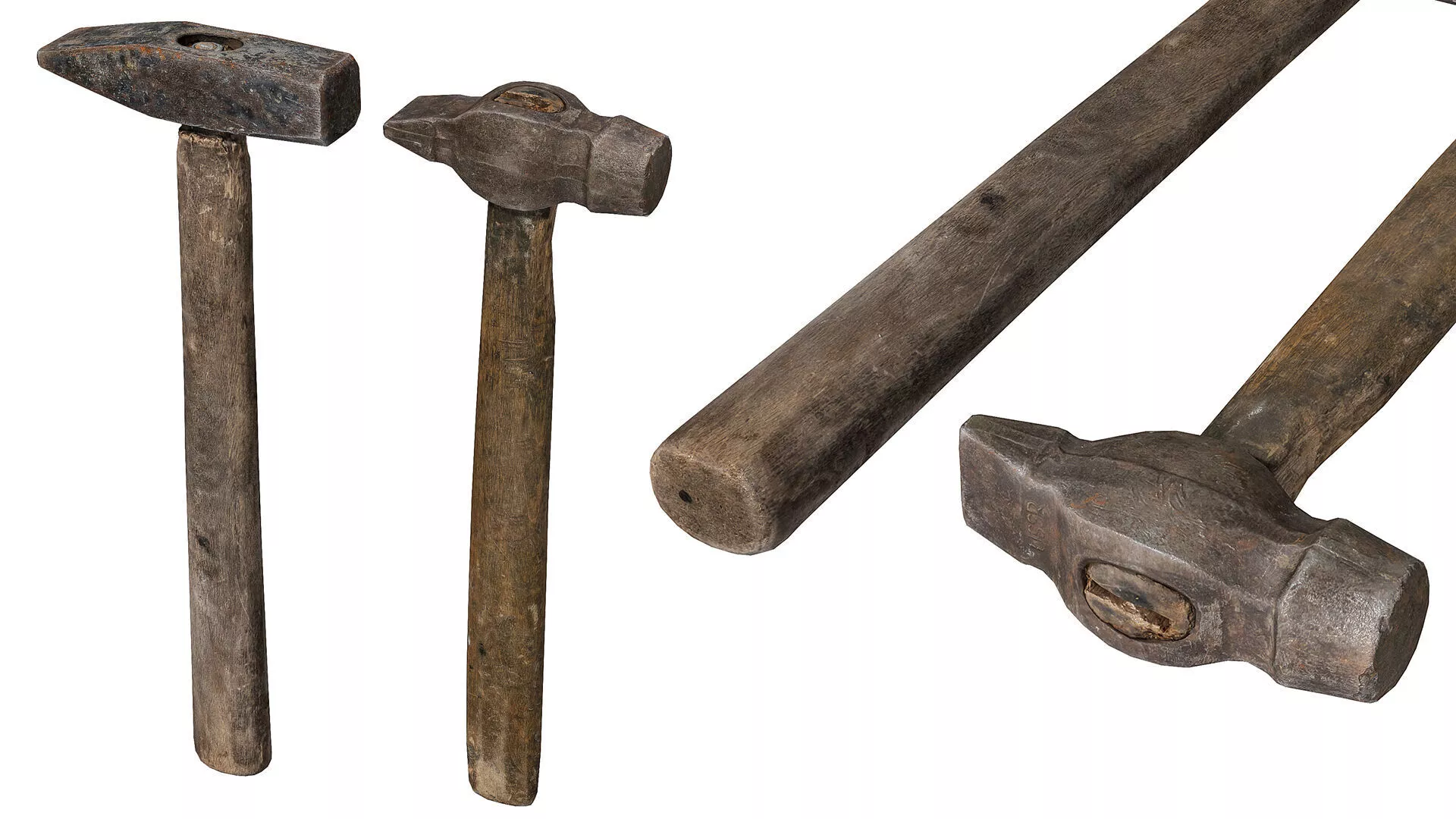 Old hammers Low-poly 3D model
