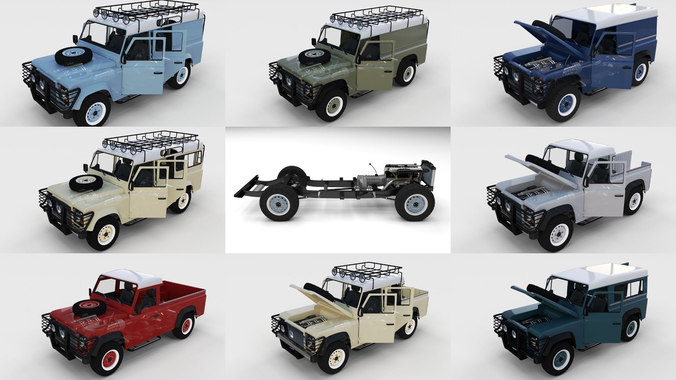 Full Land Rover Defender Pack with chassis and interior 3D model