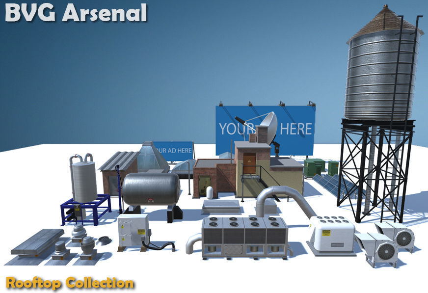 Rooftop Collection - HQ Low-poly 3D model_2