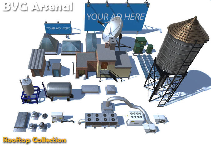 Rooftop Collection - HQ Low-poly 3D model