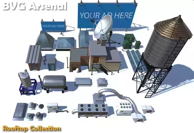 Rooftop Collection - HQ Low-poly 3D model
