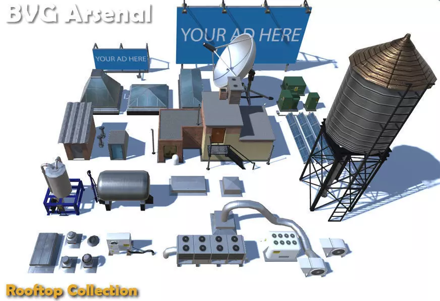 Rooftop Collection - HQ Low-poly 3D model_0