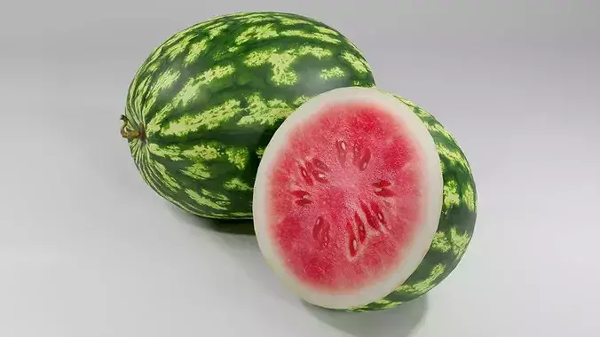 realistic watermelon whole cut pbr 3d Low-poly 3D model 3