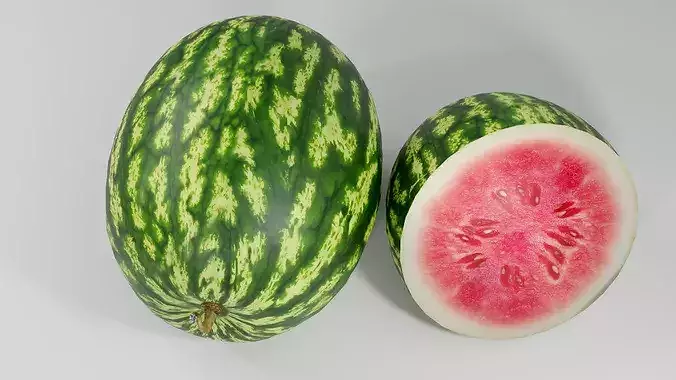 realistic watermelon whole cut pbr 3d Low-poly 3D model 5